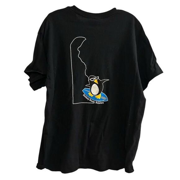 Bethany Beach Delaware Penguin Logo Men's T-Shirt Black Size L - Picture 8 of 13